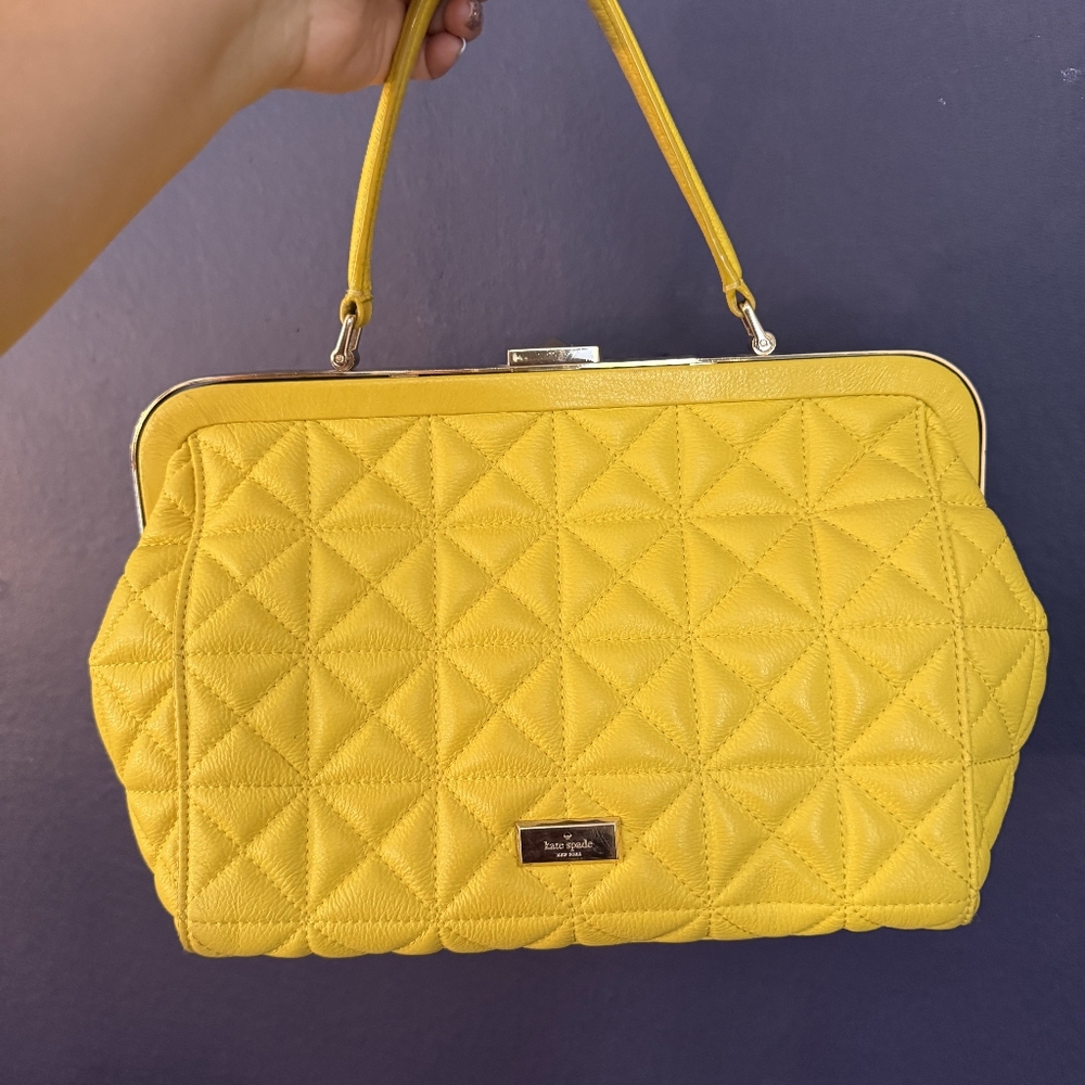 Yellow Quilted Top-Handle Women’s Bag - Picture 3 of 8